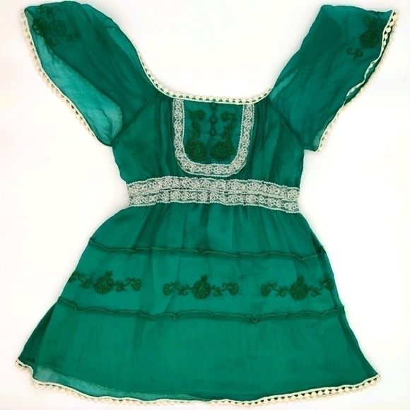 MM Miss Me Contour peasant top S green - Picture 1 of 5
